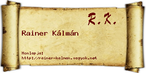 Rainer Kálmán névjegykártya